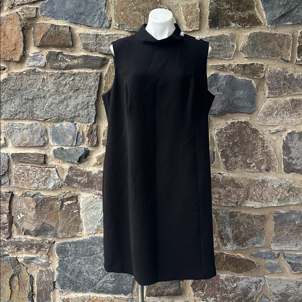 Rickie Freeman for Teri Jon Sleeveless Mock Neck Jeweled Dress in Black size 20W - Picture 2 of 7